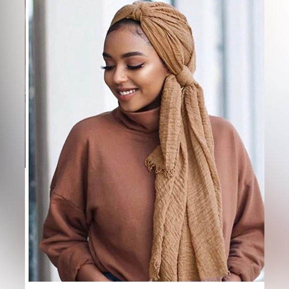 Tan Print Turban Head Wraps - Picture 7 of 9